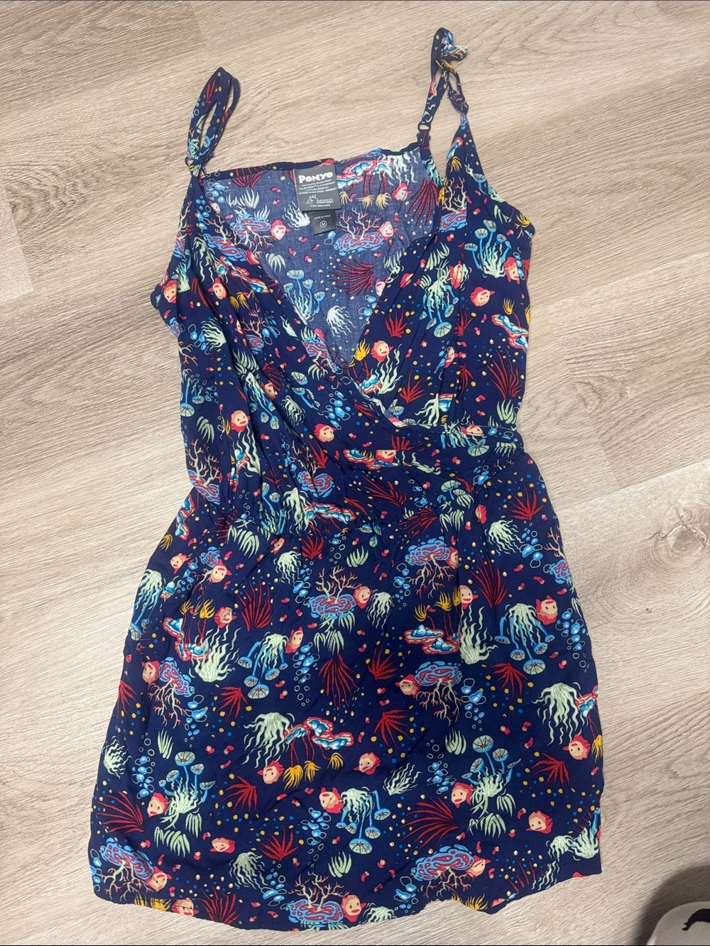 Pony Navy One-Piece with Colorful Ocean Print